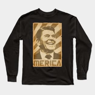 Merica Ronald Reagan Retro Propaganda Long Sleeve T-Shirt